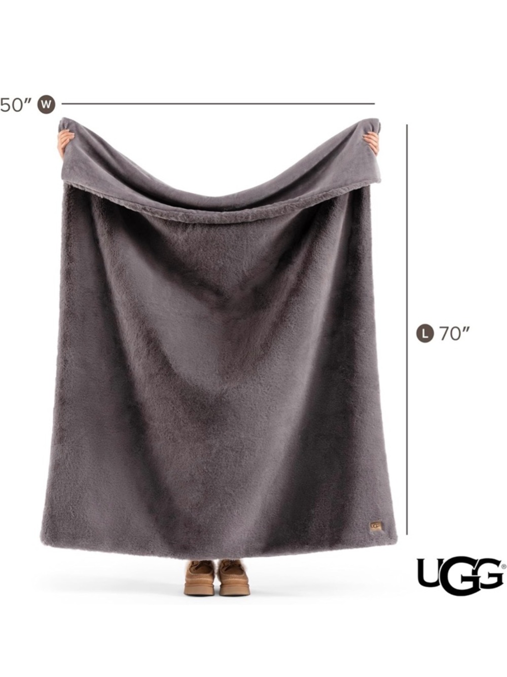 BNWT UGG Euphoria Throw Blanket Charcoal 50x70 Plush Faux Fur Reversible - Picture 7 of 9
